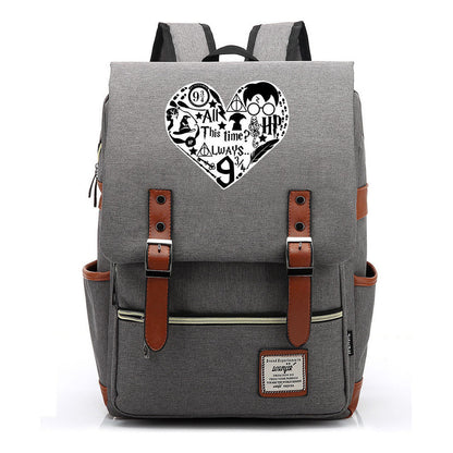 School Of Witchcraft And Wizardry Printed Youth Student School Bag Casual Belt Buckle Classic Backpack