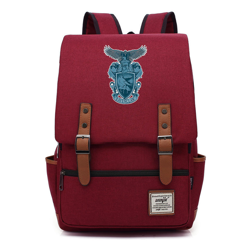 School Of Witchcraft And Wizardry Printed Student Backpack For Men And Women, Casual Belt Buckle, Classic Backpack