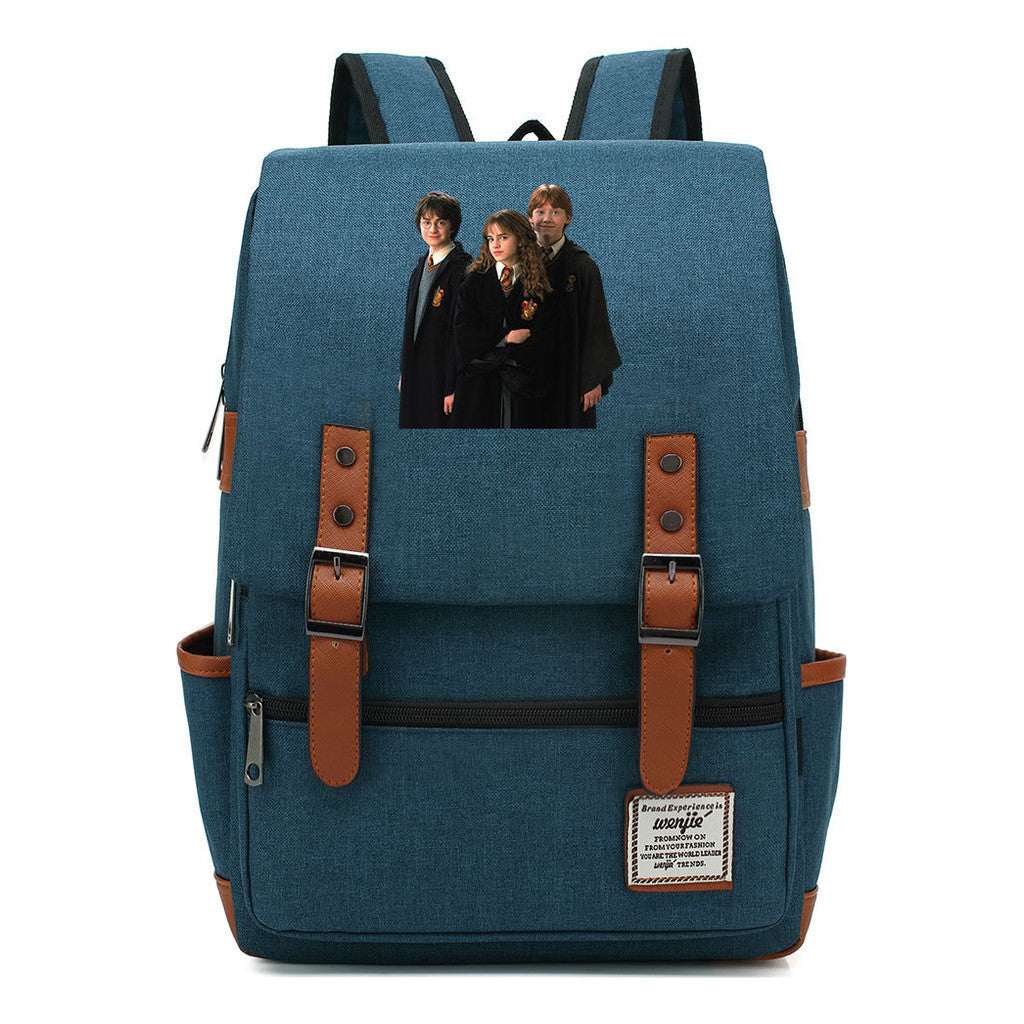Academy Of Magic Print Teen Student School Bag For Men And Women Casual Belt Buckle Classic Backpack