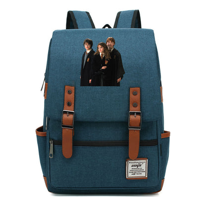 Academy Of Magic Print Teen Student School Bag For Men And Women Casual Belt Buckle Classic Backpack