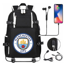 Sports Football Star Usb Printed Youth Student Backpack Leisure Travel Backpack