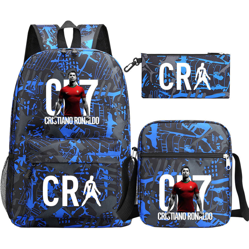 Football Star Cristiano Ronaldo Printed Youth Student Backpack 3pcs/Set Backpacks