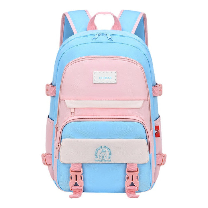 Student Backpack, Artistic Backpack, Color Blocking Double-layer Backpack, Large Capacity