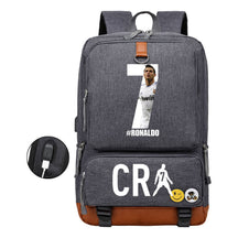 Football Star Cristiano Ronaldo Printed Usb Youth Primary And Secondary School Backpack For Boy And Girl's Leisure Travel Backpack