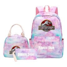 Jurassic Park Dinosaur Youth Student Girls School Bag Lunch Bag Three Piece Set Backpack Set