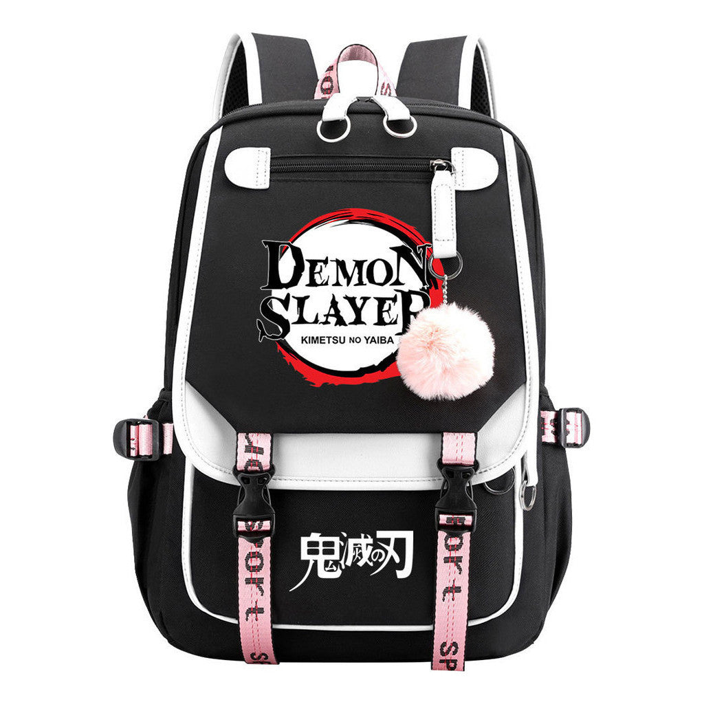 Comic Cartoon Fashion Usb Student Backpack Casual Woven Flap Backpack
