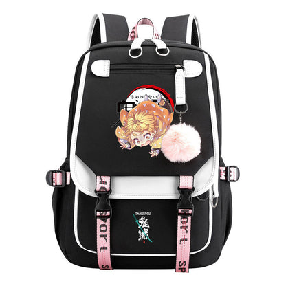 Cartoon Fashion Usb Student Backpack For Boy And Girl, Casual Woven Strap Flip Back Backpack