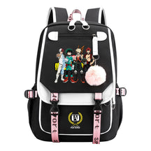 Comics My Heroes Academy Usb Student Backpack Casual Ribbon Flip Backpack