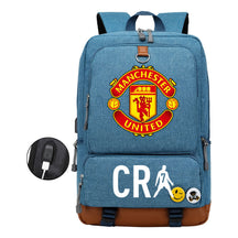 Football Star Cristiano Ronaldo Printed Usb Student Backpack For Leisure Travel Backpack
