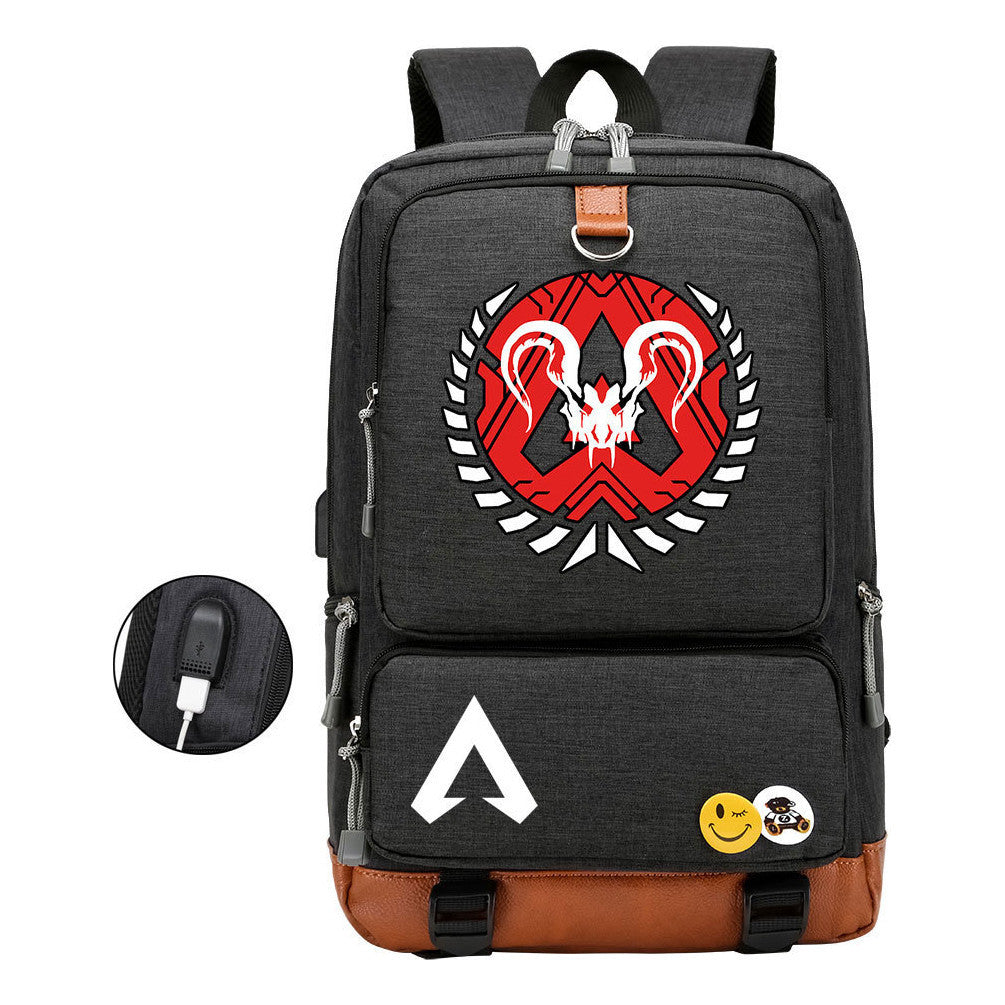 Apex Hero Print Usb Student Backpack Casual Backpack