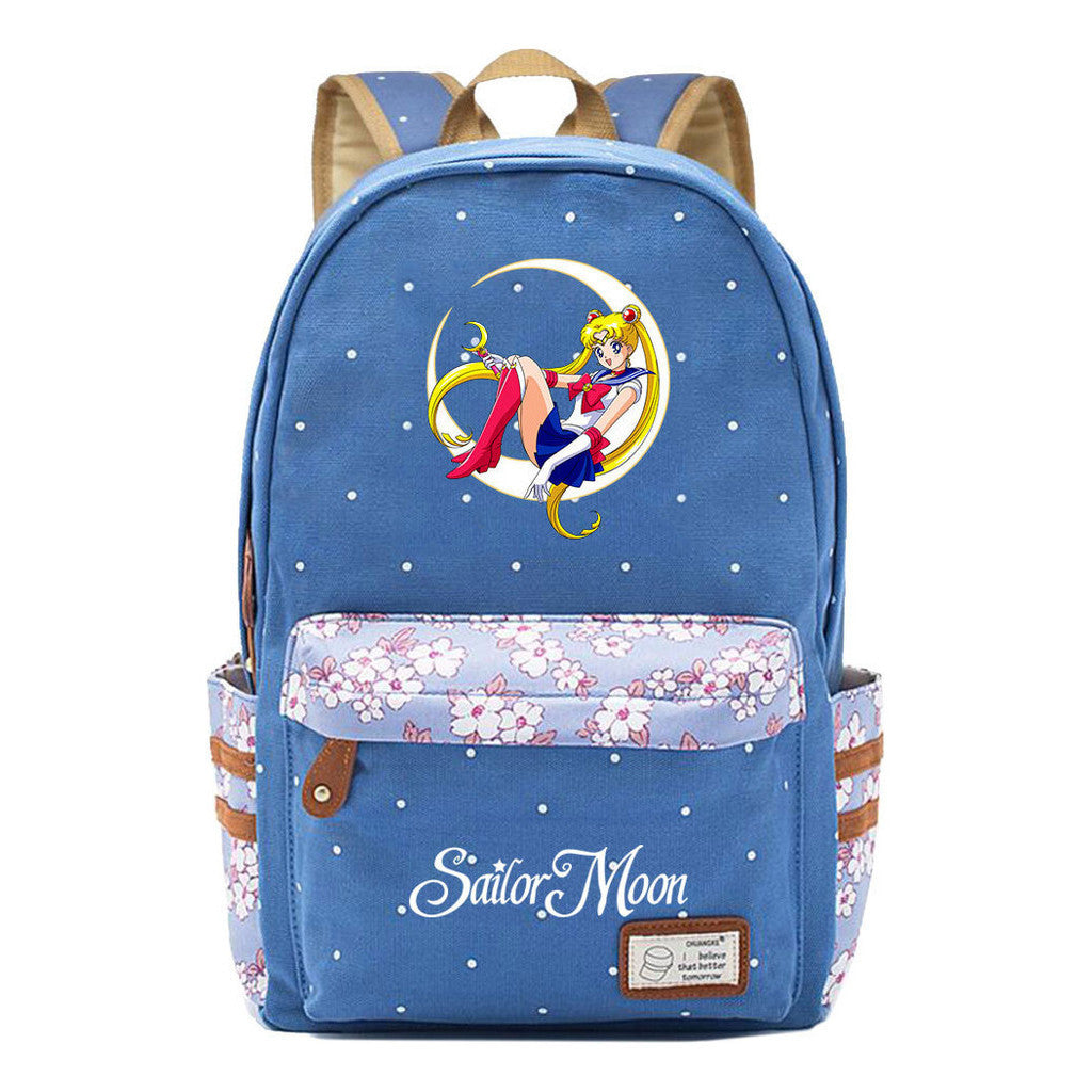 Anime Beauty Girl Warrior Youth School Bag Fragmented Flower Leisure Backpack