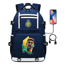 Football Star Cristiano Ronaldo Printed Usb Youth Student Backpack For Men And Women, Backpack For Leisure Travel