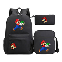 Super Mario Printed Student Backpack Three Piece Set For Men And Women's Backpack Set