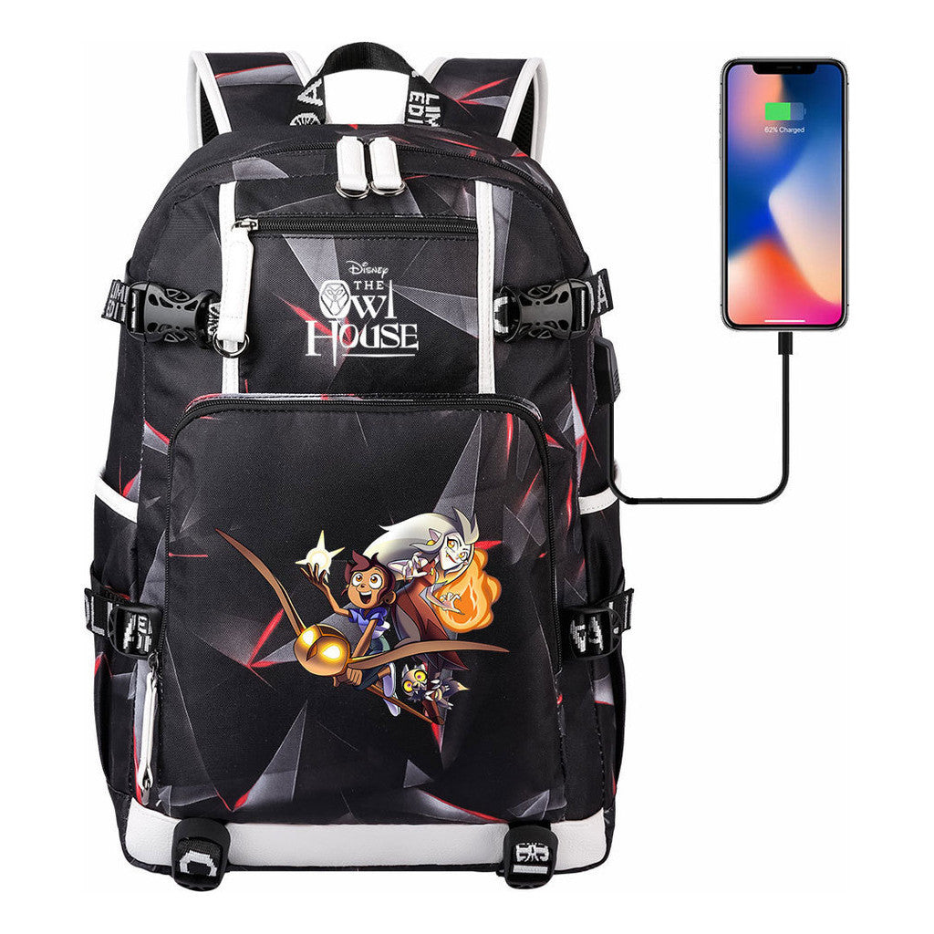 Anime Owl Magic Print Youth Student School Bag Backpack Leisure Travel Backpack