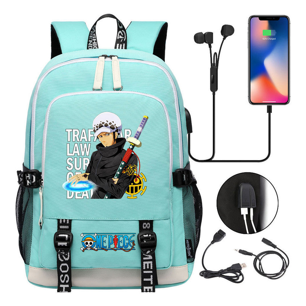 Pirate King Print Youth Student Backpack Usb Casual Backpack