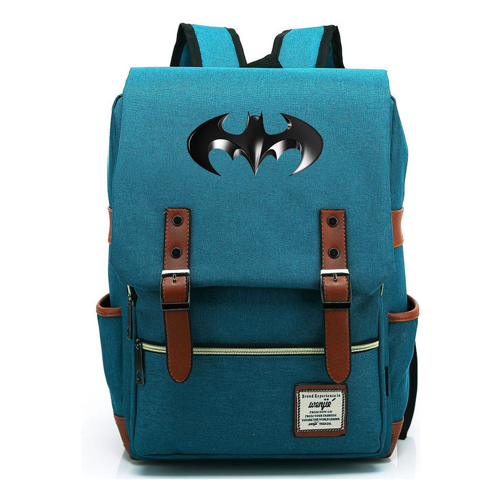Superhero Batman Print Student Backpack Casual Belt Buckle Classic Backpack