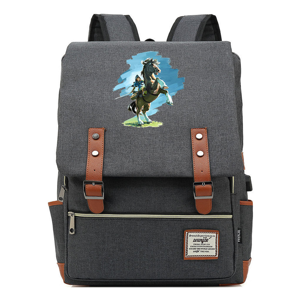 Game Zelda Kingdom Tears Print Youth Student Backpack Usb Casual Backpack