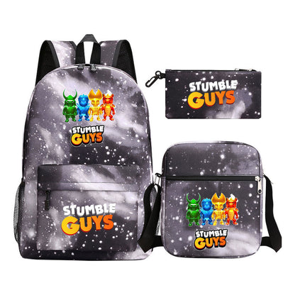 Printed Youth Student School Bag Three Piece Set Men's And Women's Shoulder Set Backpack