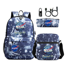 Fashionable Usb Password Lock Youth Student Backpack Three Piece Set Backpack