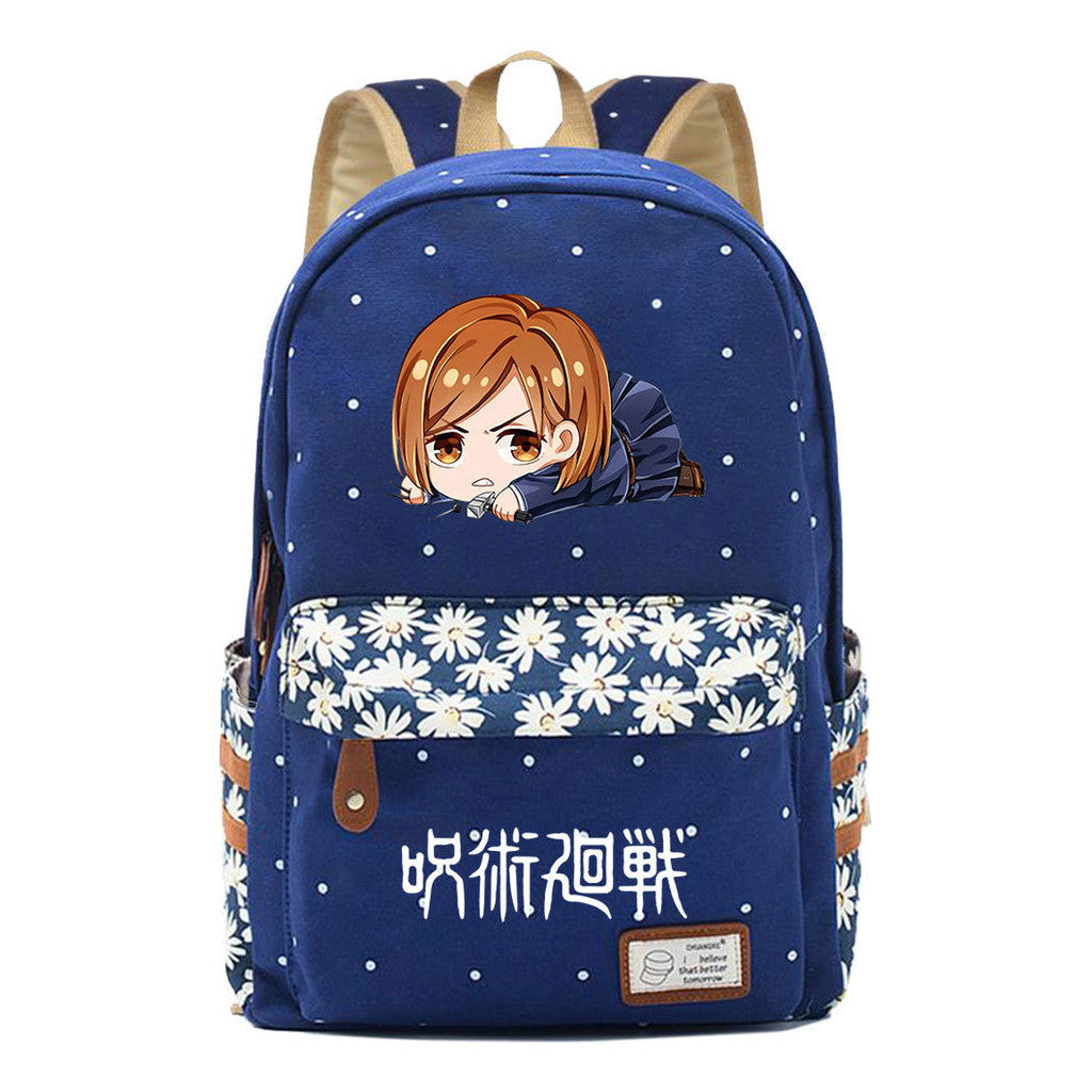 Cartoon Spell Battle Youth Girls Student School Bag Men's And Women's Leisure Canvas Backpack