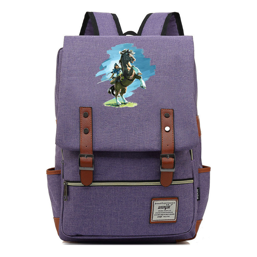 Game Zelda Printed Youth Student Backpack For Men And Women, Casual Belt Buckle, Classic Backpack