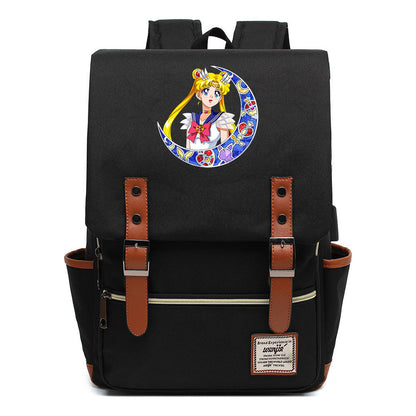 Beautiful Girl Warrior Youth Student School Bag Usb Men's And Women's Leisure Backpack