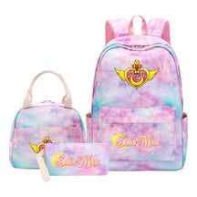 Anime Beauty Girl Warrior Youth Student Girl Schoolbag Lunch Bag Three Piece Set Backpack Set