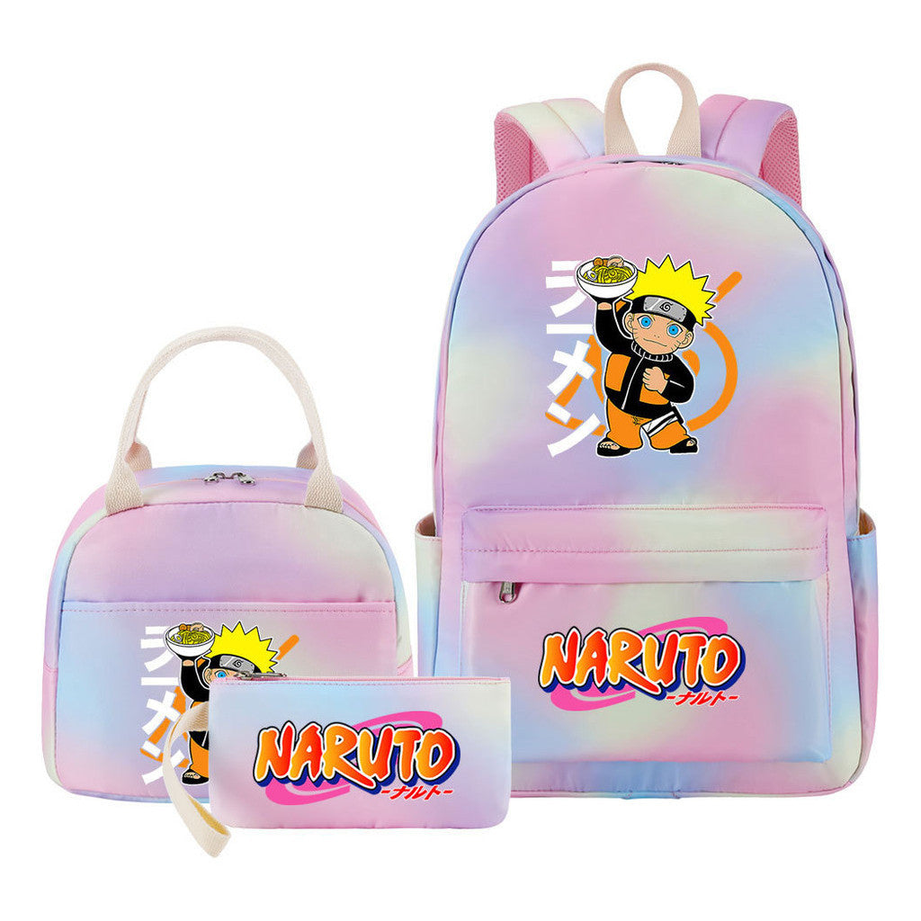 Naruto Student Girl Backpack Lunch Bag Three Piece Set Backpack Set