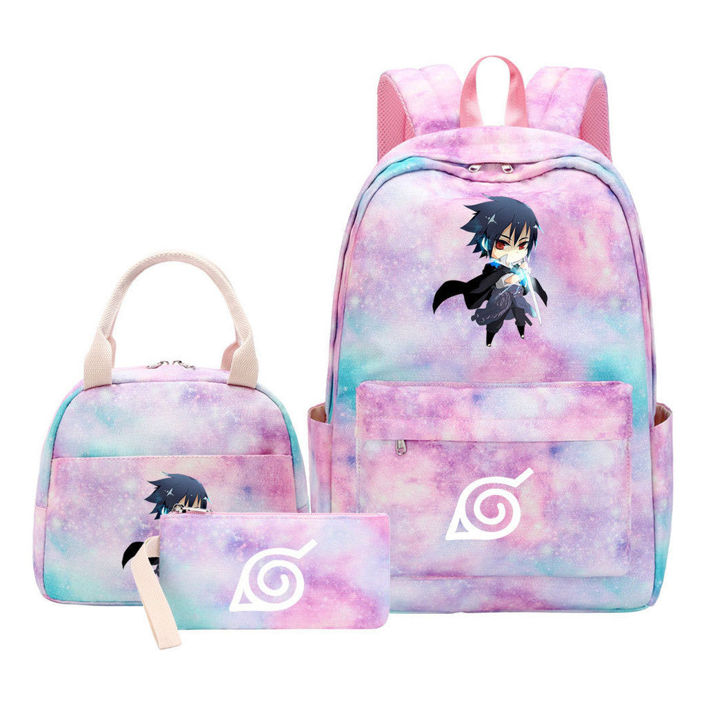Naruto Youth Student School Bag Lunch Bag Three Piece Set Backpack Set