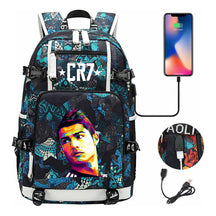 Football Star Cristiano Ronaldo Printed Youth Backpack, Backpack, Leisure Travel Backpack