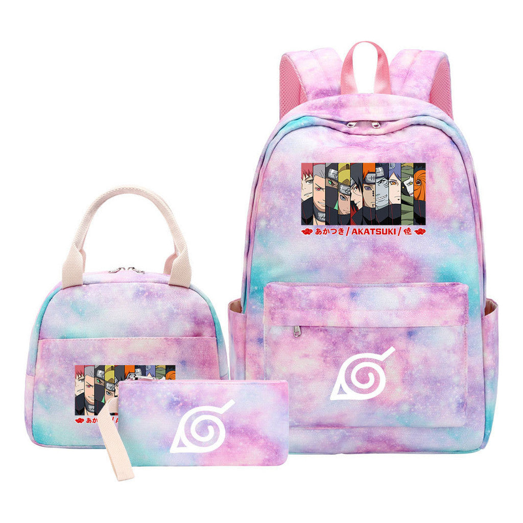 Naruto Teenage Student Girls School Bag Lunch Bag Three Piece Set Backpack Set