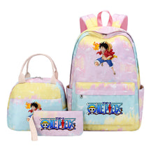 Cartoon Manga Pirate Wang Qing Student Girls School Bag Lunch Bag Three Piece Set Backpack Set
