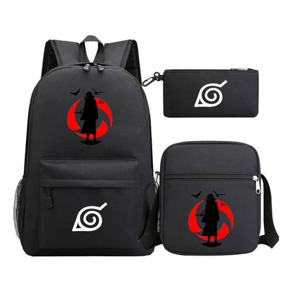 Anime Naruto Starry Sky Student School Bag Three Piece Set Backpack Set