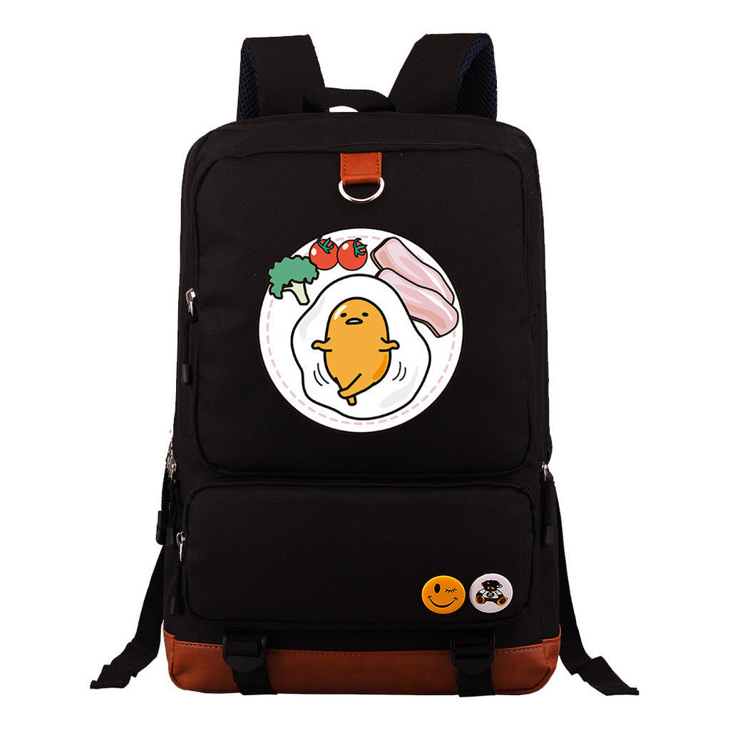 Cartoon Anime Lazy Egg Youth Student Backpack With Large Capacity Travel Bag For Boys And Girls Backpack