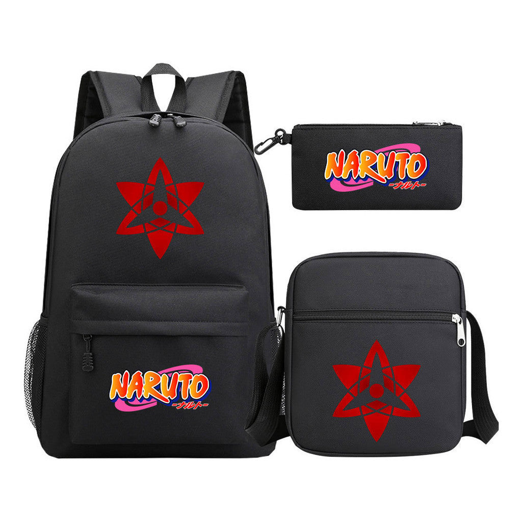 Anime Naruto Starry Sky Student School Bag Three Piece Set For Men And Women Backpack Set
