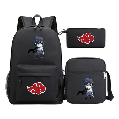 Anime Naruto Starry Sky Youth School Bag Three Piece Set For Boys And Girls Backpack Set