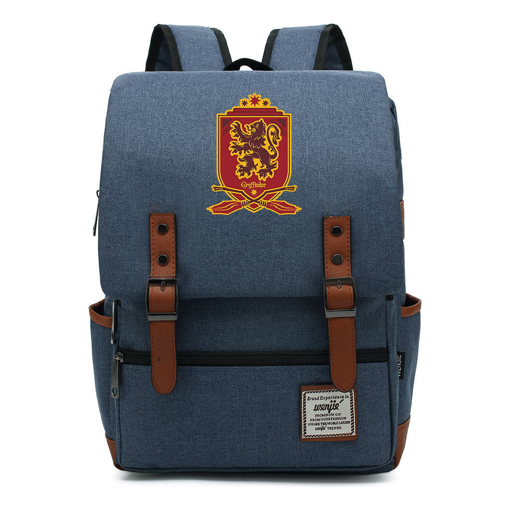 School Of Witchcraft And Wizardry Printed Youth Student Backpack For Men And Women, Casual Belt Buckle, Classic Backpack