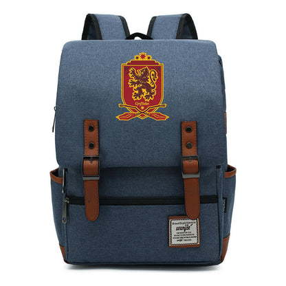 School Of Witchcraft And Wizardry Printed Youth Student Backpack For Men And Women, Casual Belt Buckle, Classic Backpack