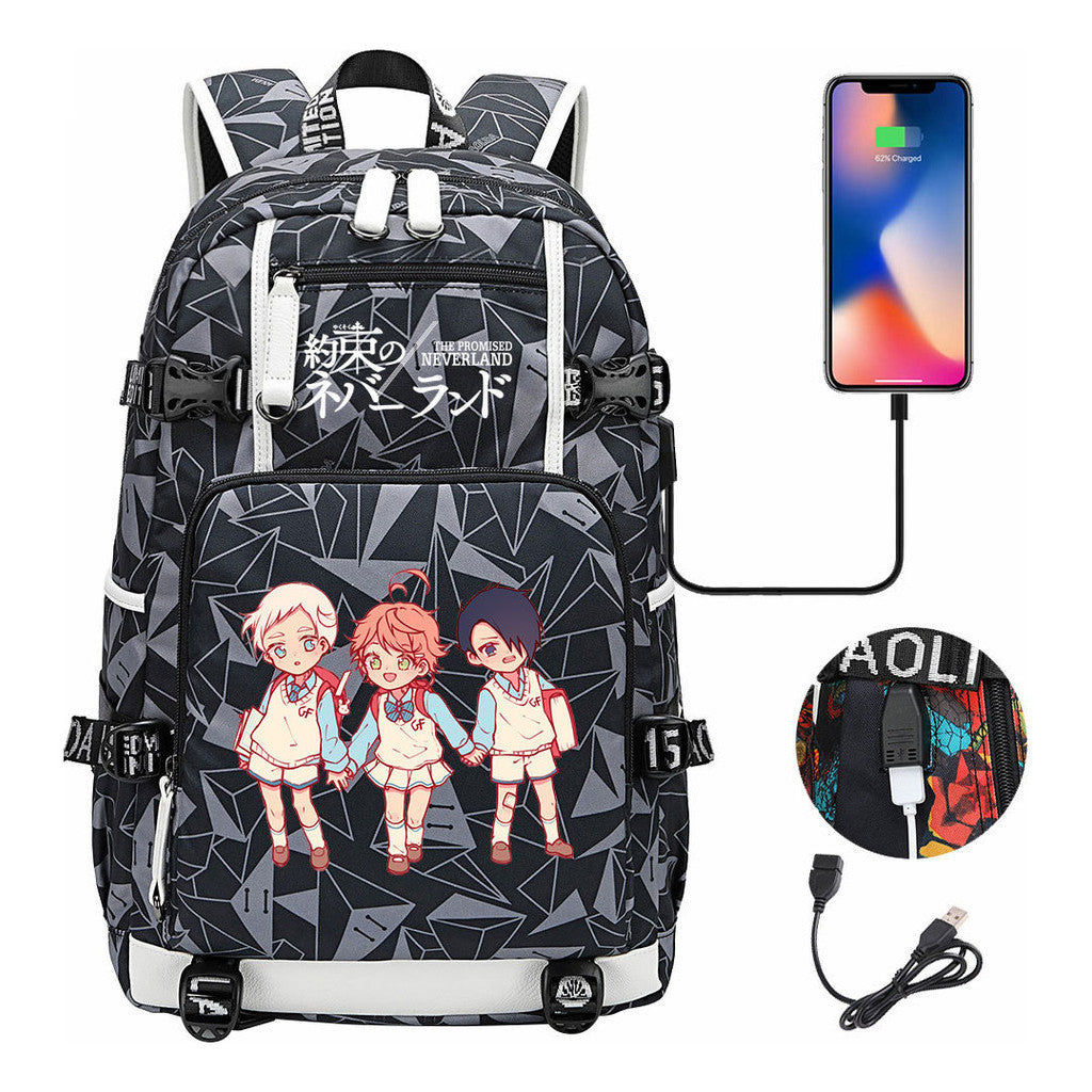 Promised Dream Island Usb Large Capacity Student Backpack Leisure Travel Backpack