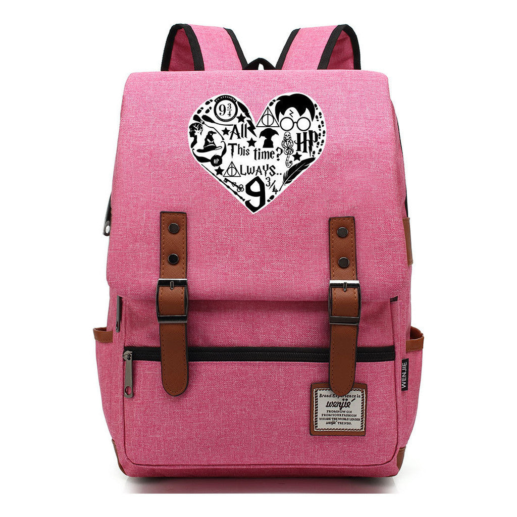 School Of Witchcraft And Wizardry Printed Youth Student School Bag Casual Belt Buckle Classic Backpack