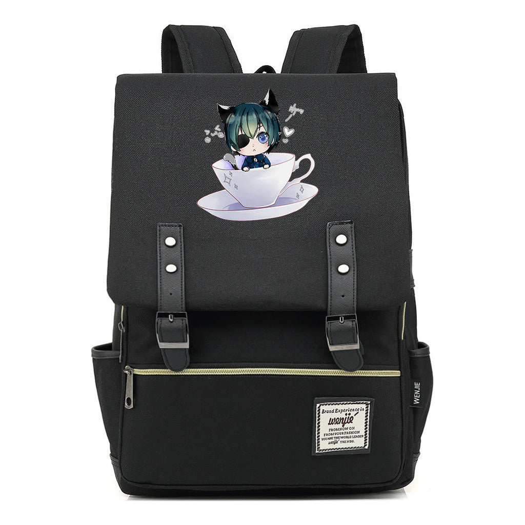 Black Deacon Youth Student School Bag Men's And Women's Leisure Belt Buckle Backpack