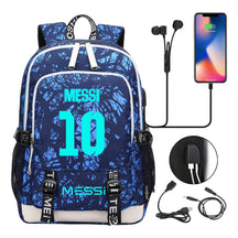 Blue Luminous Sports Football Star Teenagers Schoolbag Usb Leisure Backpack Men And Women