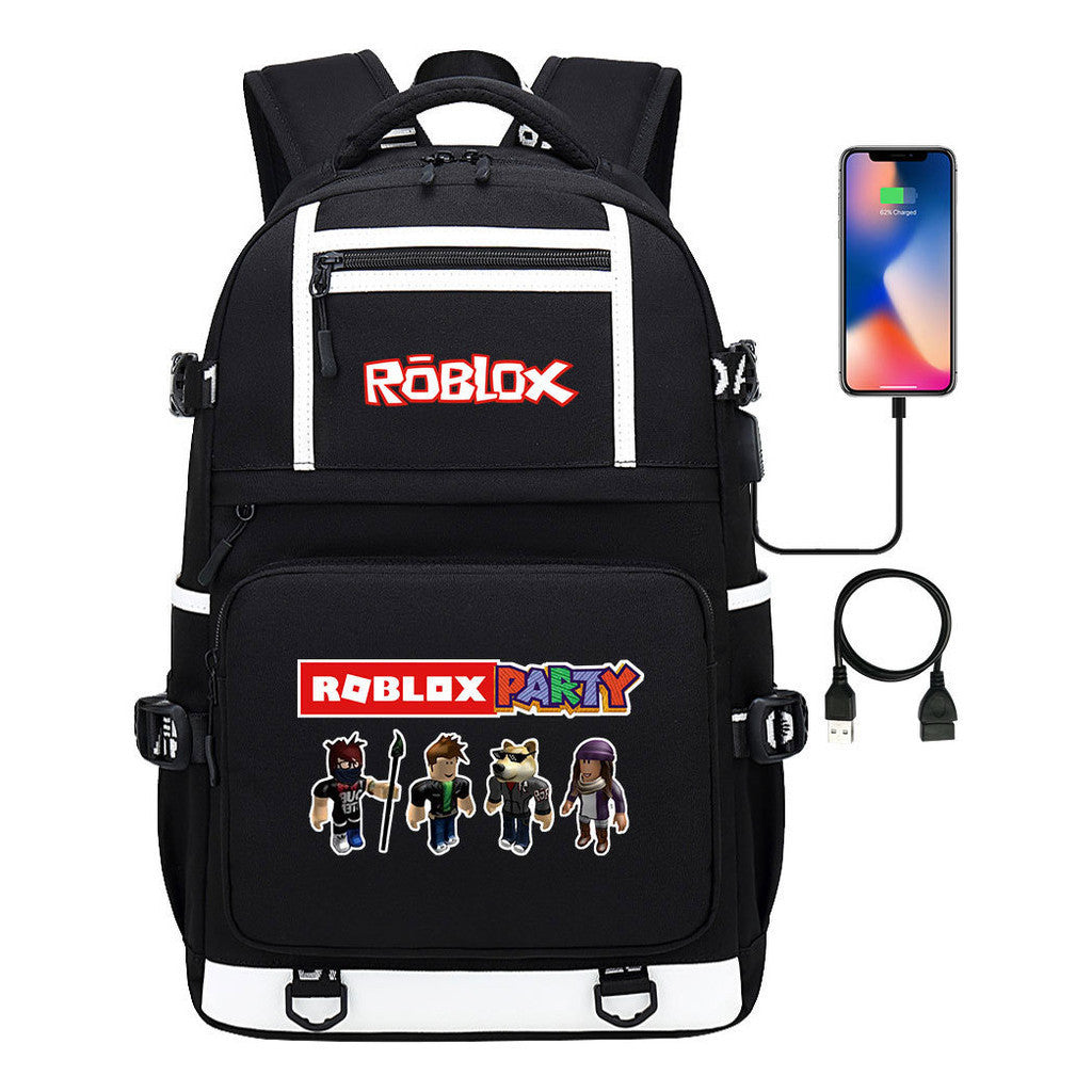 Roblox Game Printed Usb Youth Student Backpack For Men And Women's Leisure Travel Backpack