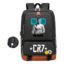 Football Star Cristiano Ronaldo Printed Usb Youth Primary And Secondary School Backpack For Boys And Girls Leisure Travel Backpack