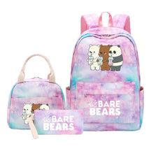 Cartoon Cute Three Bears Youth Student Girls School Bag Lunch Bag Three Piece Set Backpack Set
