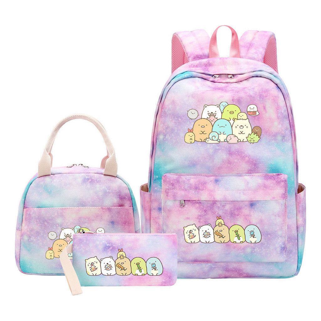 Game Corner Biology Youth Student Girls School Bag Lunch Bag Three Piece Set Backpack Set