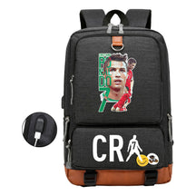 Football Star Cristiano Ronaldo Printed Usb Youth Primary And Secondary School Backpack For Boy And Girl's Leisure Travel Backpack
