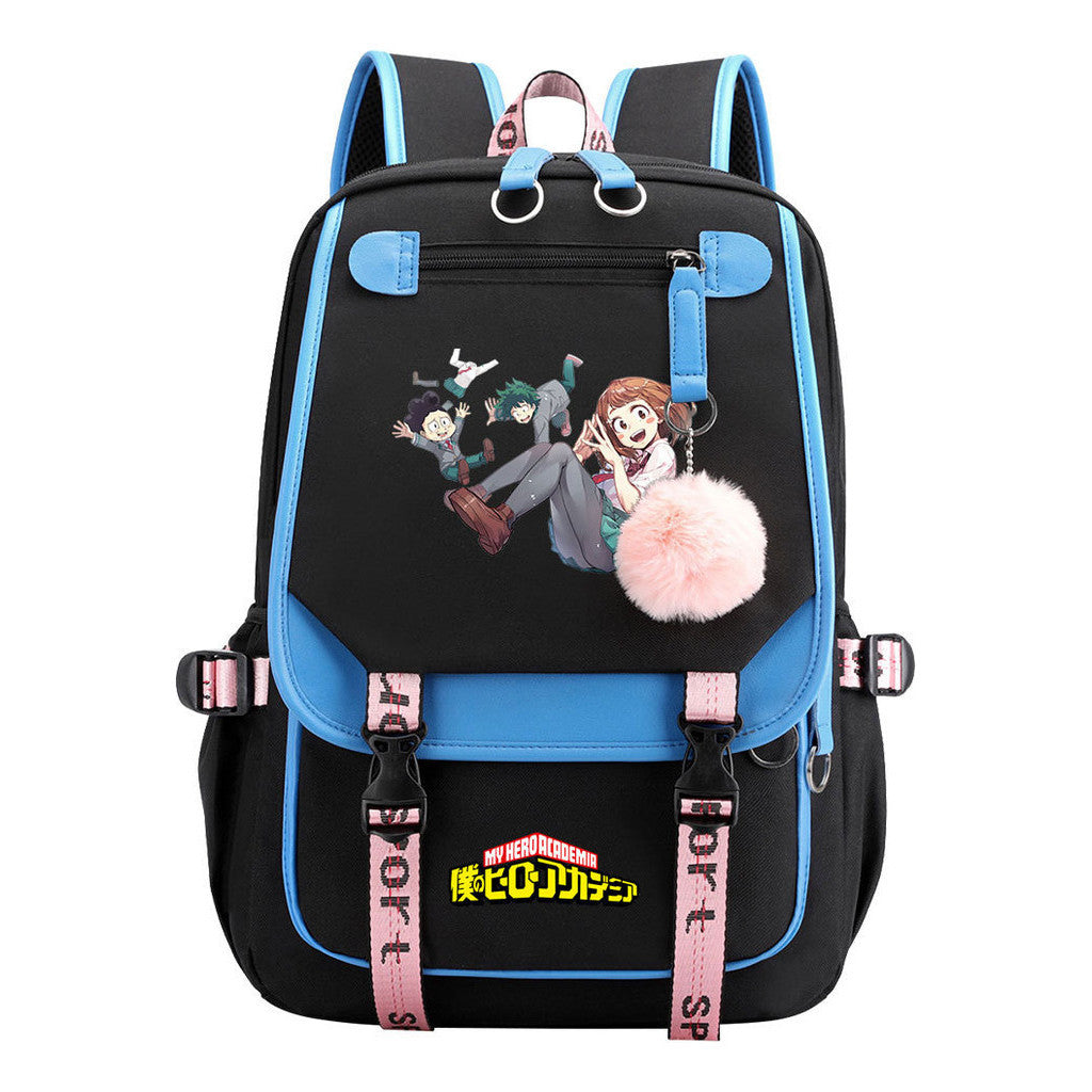 My Heroes Academy Usb Student Backpack, Casual Woven Strap Flip Back Backpack