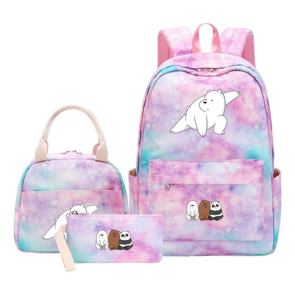 Cartoon Cute Three Cheap Bear Student Backpack Lunch Bag Three Piece Set Backpack Set