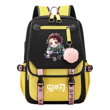 Comic Cartoon Fashion Usb Student Backpack Casual Woven Flap Backpack